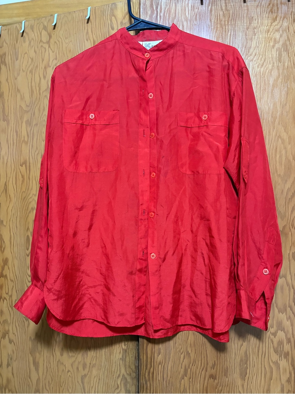 Kenar Red Lightweight Button-Front Shirt Jacket